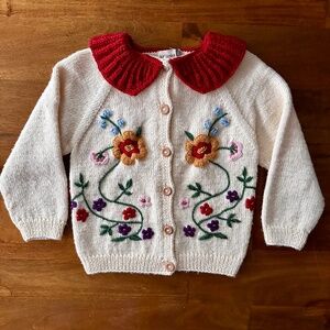 Kalinka Stephanie Hand Embroidered Merino Wool Cardigan